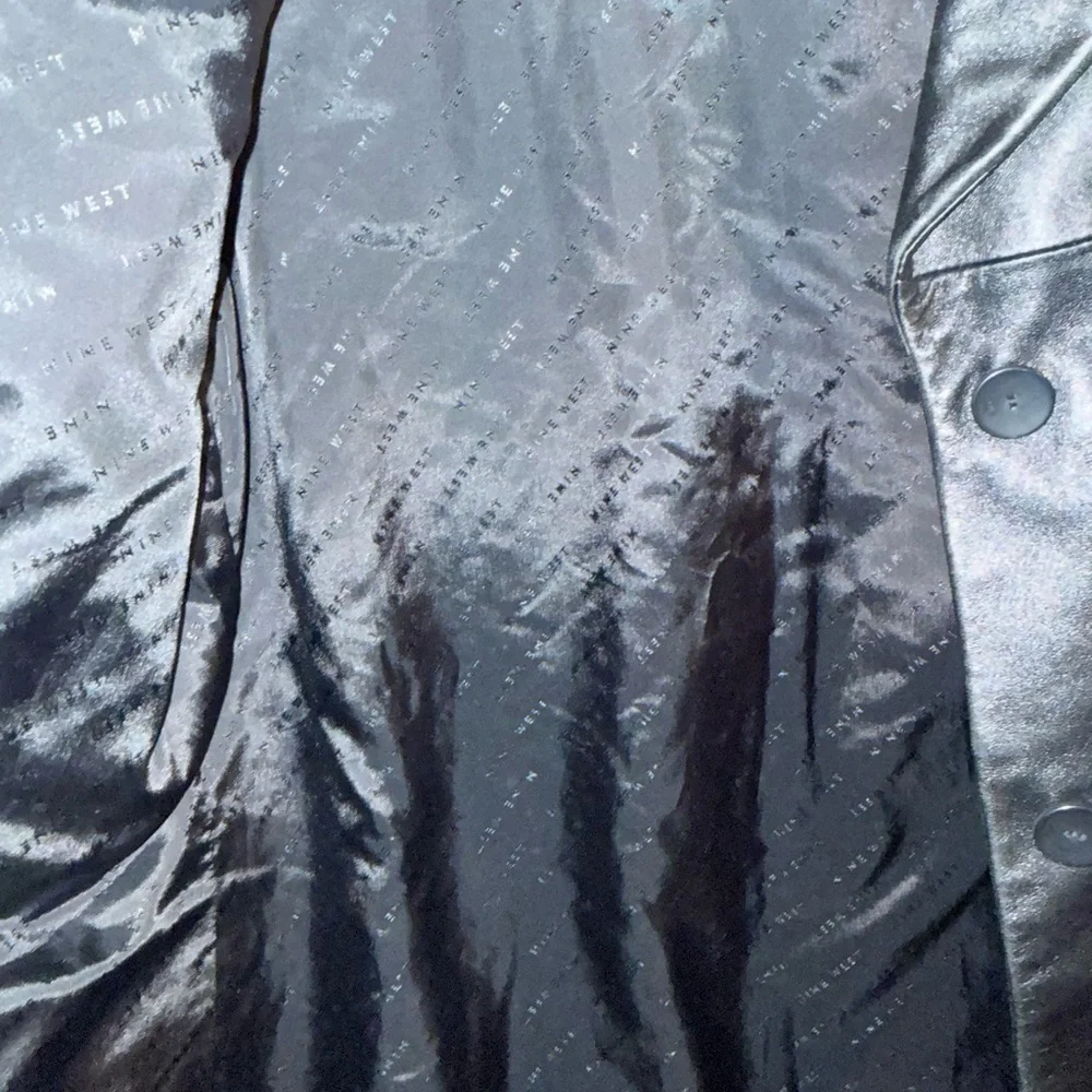 Nine West Black Leather Jacket | Women’s Large | Classic Button Front